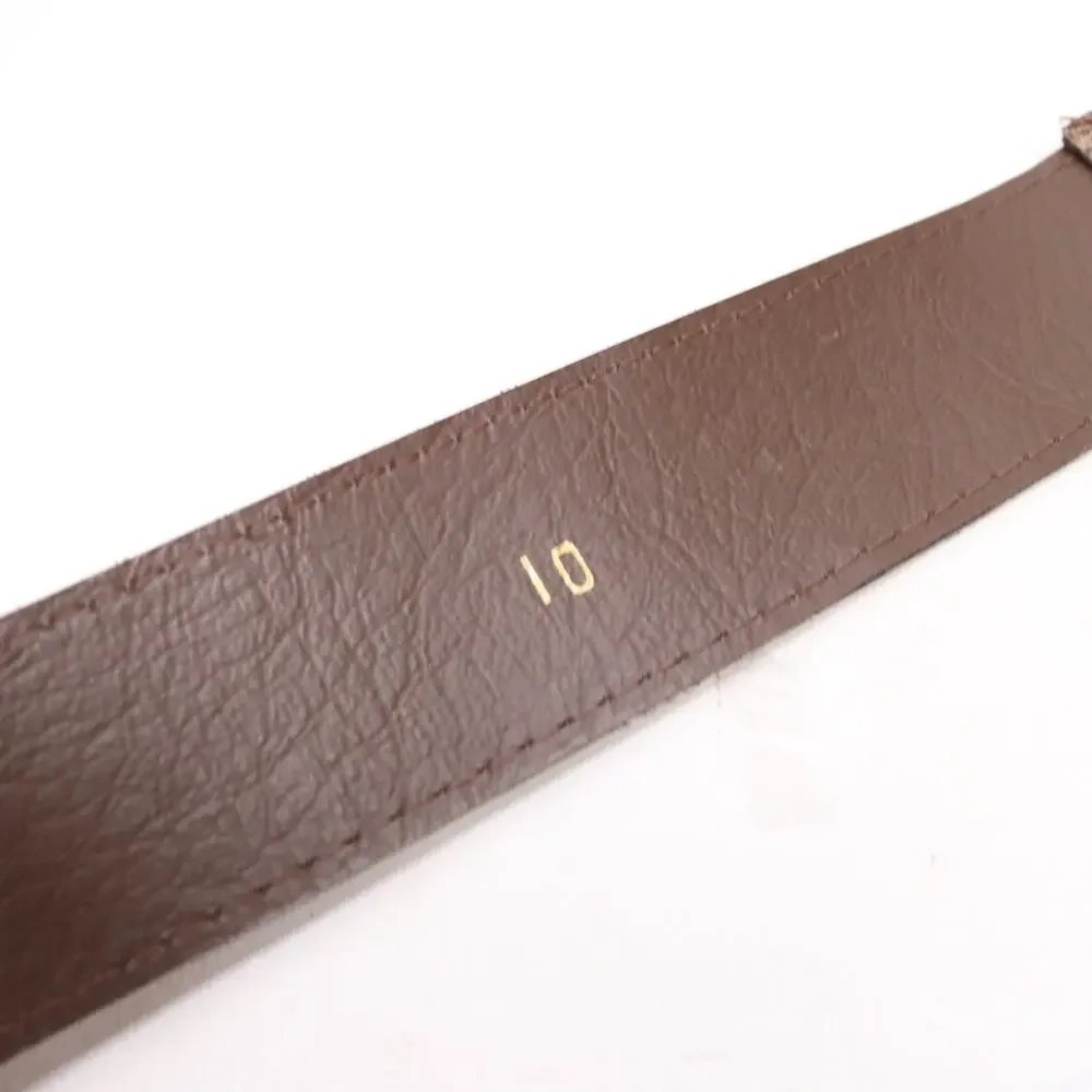 Vtg Faux Lizard Waist Belt Women 10 Cocoa Brown Textured Wide Gold Tone Buckle